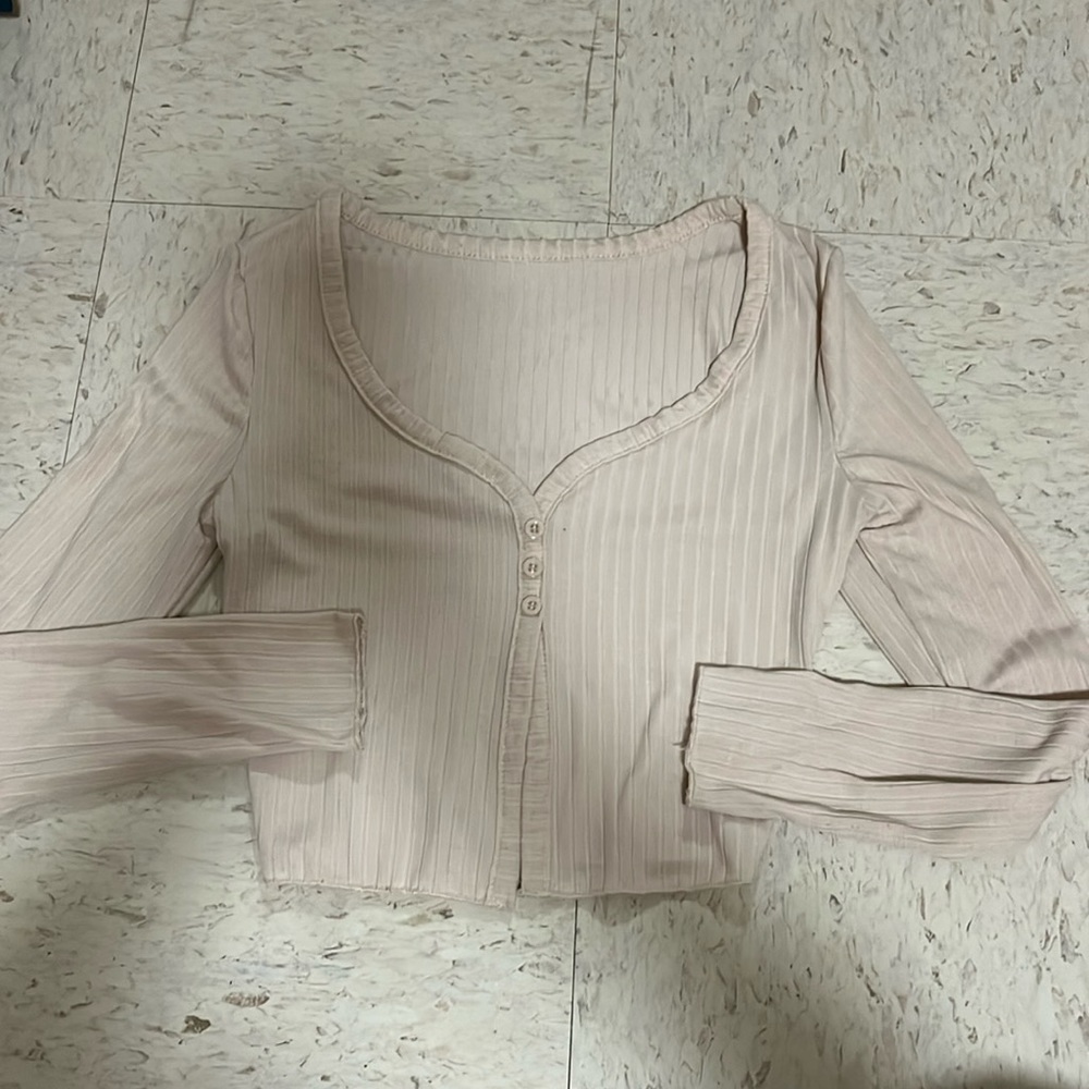 Cream cropped long sleeve